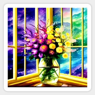 Flowers in the Corner Window Sticker